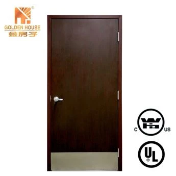 Intertek WH Certificate Veneer Fire Wood Door with Kick Plate